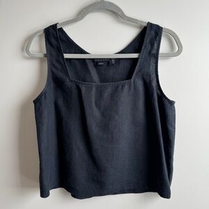 Tahari Black Linen Tank Top Women's Size M
